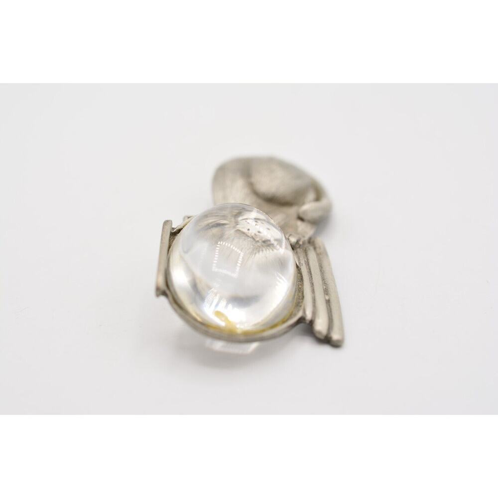 JJ Vintage Pin Brooch Cat Fish Bowl Lucite Resin Pewter Signed 1980s Rare BinAJ - Picture 9 of 12